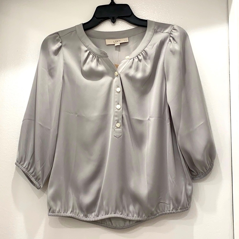 LOFT Grey/Silver Blouse